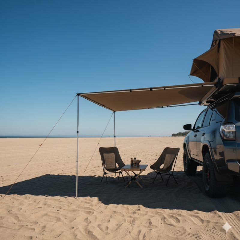 Awning on a vehicle